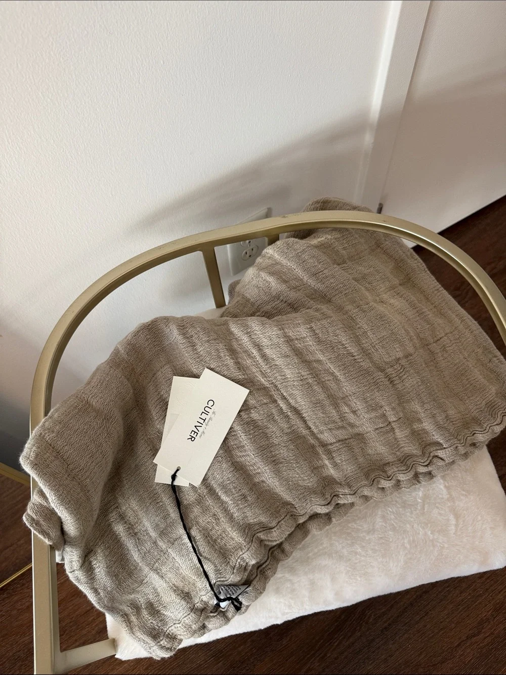 Stone Brown Linen Throw Blanket